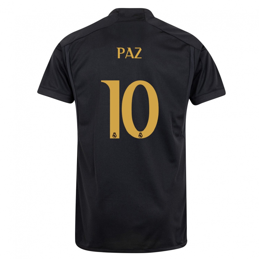 Kandiny Hombre Camiseta Nico Paz #10 Negro Equipación Tercera 2023/24 La Camisa Chile