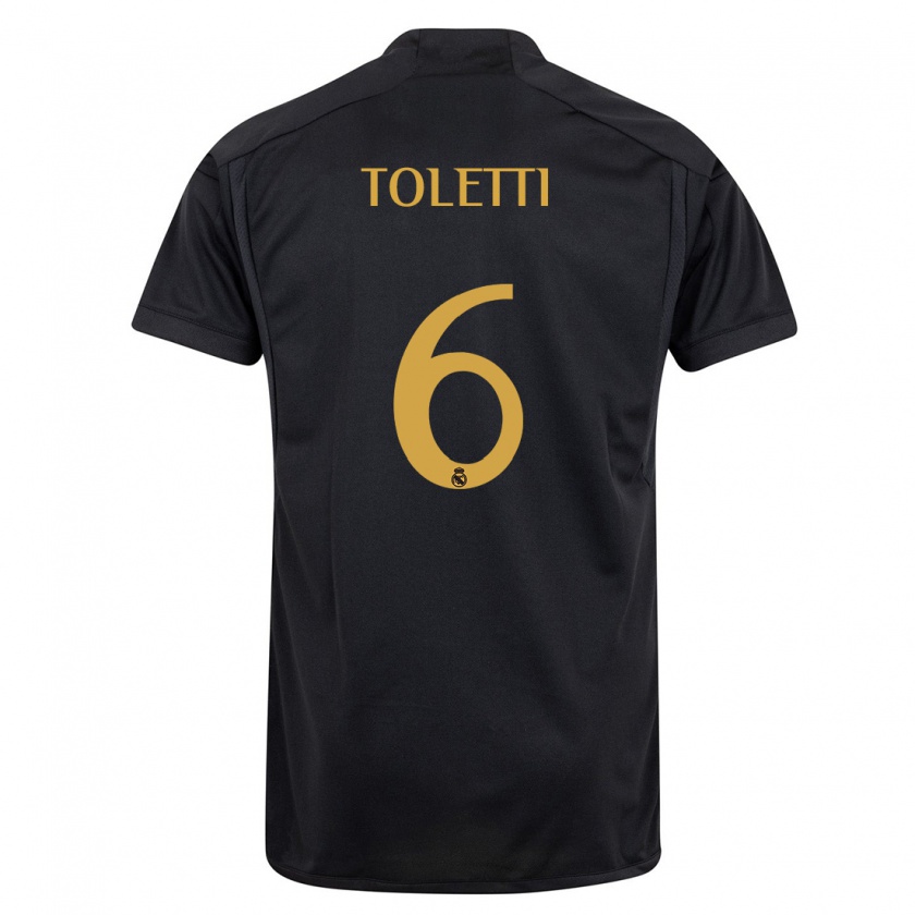 Kandiny Hombre Camiseta Sandie Toletti #6 Negro Equipación Tercera 2023/24 La Camisa Chile