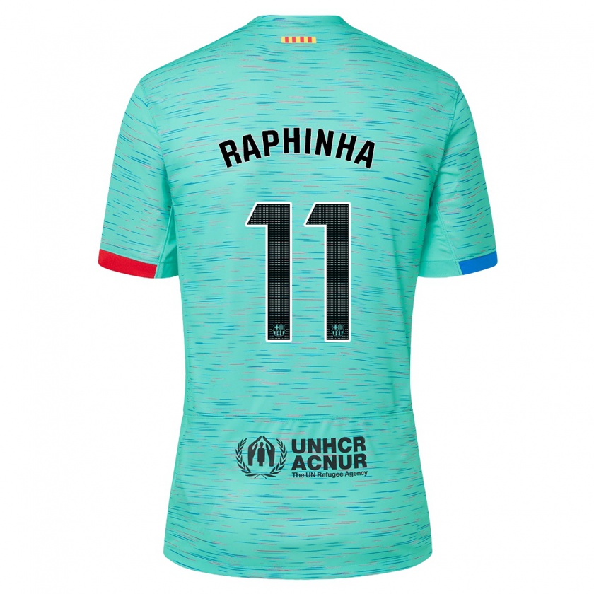 Kandiny Hombre Camiseta Raphinha #11 Aguamarina Clara Equipación Tercera 2023/24 La Camisa Chile