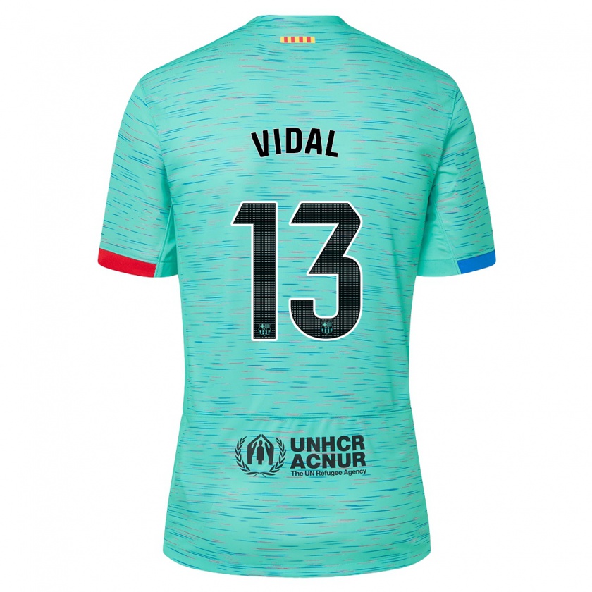 Kandiny Hombre Camiseta Marc Vidal #13 Aguamarina Clara Equipación Tercera 2023/24 La Camisa Chile