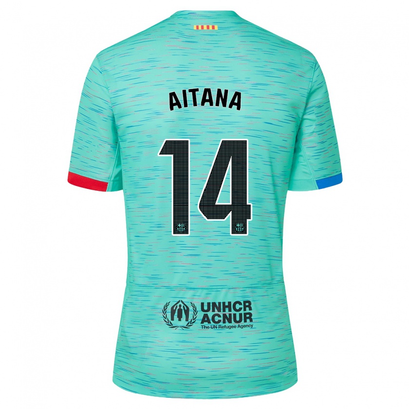 Kandiny Hombre Camiseta Aitana Bonmati #14 Aguamarina Clara Equipación Tercera 2023/24 La Camisa Chile