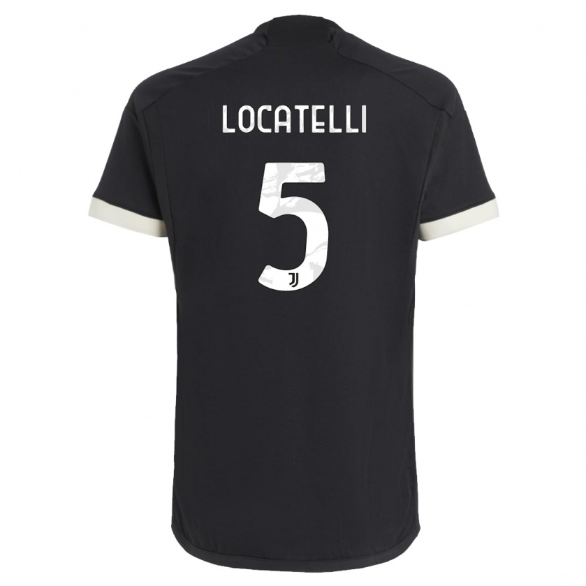 Kandiny Hombre Camiseta Manuel Locatelli #5 Negro Equipación Tercera 2023/24 La Camisa Chile