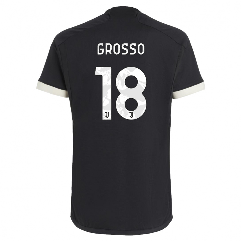 Kandiny Hombre Camiseta Filippo Grosso #18 Negro Equipación Tercera 2023/24 La Camisa Chile