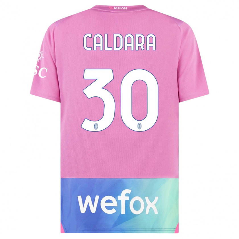 Kandiny Hombre Camiseta Mattia Caldara #30 Rosado Morado Equipación Tercera 2023/24 La Camisa Chile