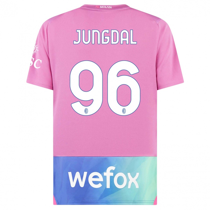 Kandiny Hombre Camiseta Andreas Jungdal #96 Rosado Morado Equipación Tercera 2023/24 La Camisa Chile