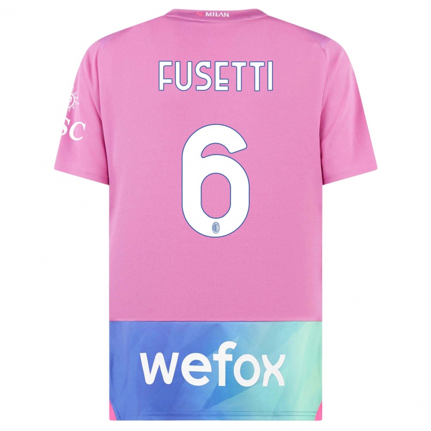 Kandiny Hombre Camiseta Laura Fusetti #6 Rosado Morado Equipación Tercera 2023/24 La Camisa Chile