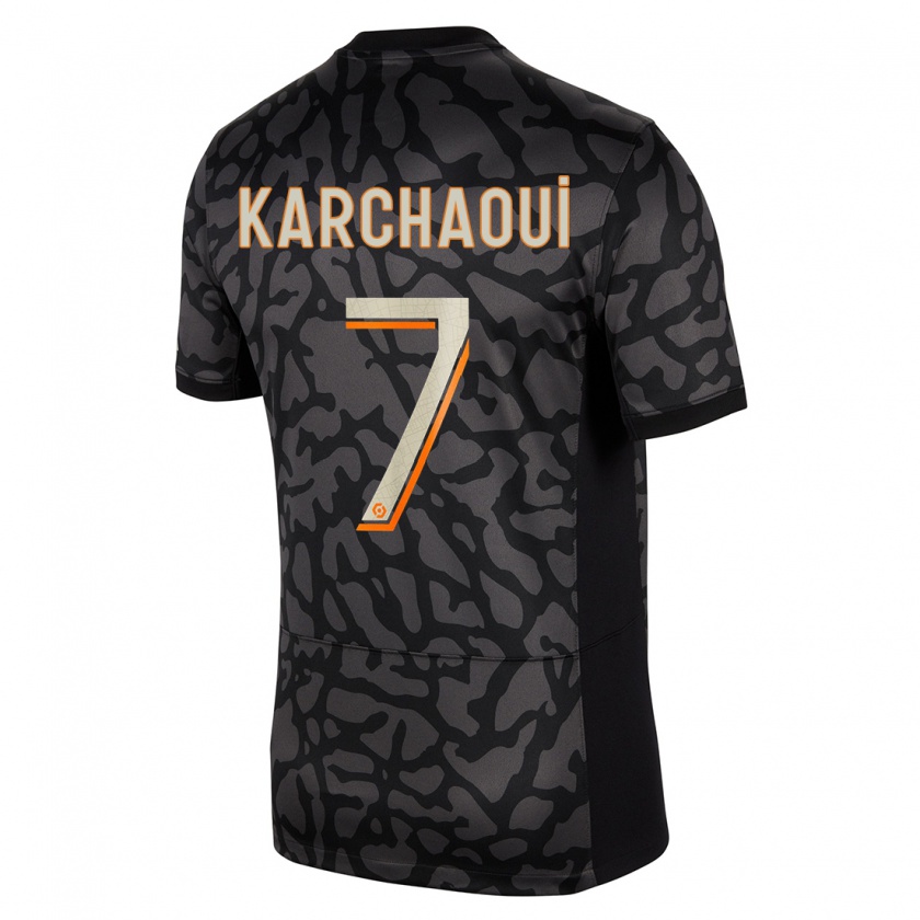 Kandiny Hombre Camiseta Sakina Karchaoui #7 Negro Equipación Tercera 2023/24 La Camisa Chile
