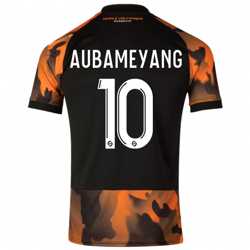 Kandiny Hombre Camiseta Pierre-Emerick Aubameyang #10 Negro Naranja Equipación Tercera 2023/24 La Camisa Chile
