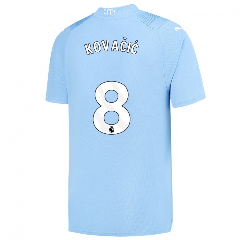 Kandiny Mujer Camiseta Mateo Kovacic #8 Azul Claro 1ª Equipación 2023/24 La Camisa Chile
