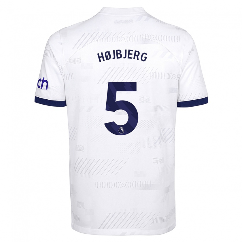 Kandiny Mujer Camiseta Pierre-Emile Højbjerg #5 Blanco 1ª Equipación 2023/24 La Camisa Chile