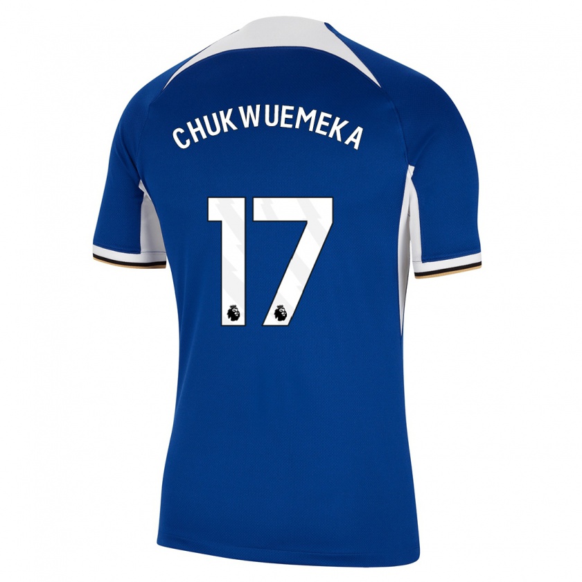 Kandiny Mujer Camiseta Carney Chukwuemeka #17 Azul 1ª Equipación 2023/24 La Camisa Chile