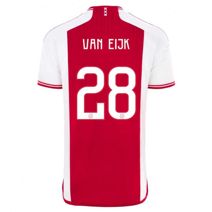 Kandiny Mujer Camiseta Regina Van Eijk #28 Rojo Blanco 1ª Equipación 2023/24 La Camisa Chile