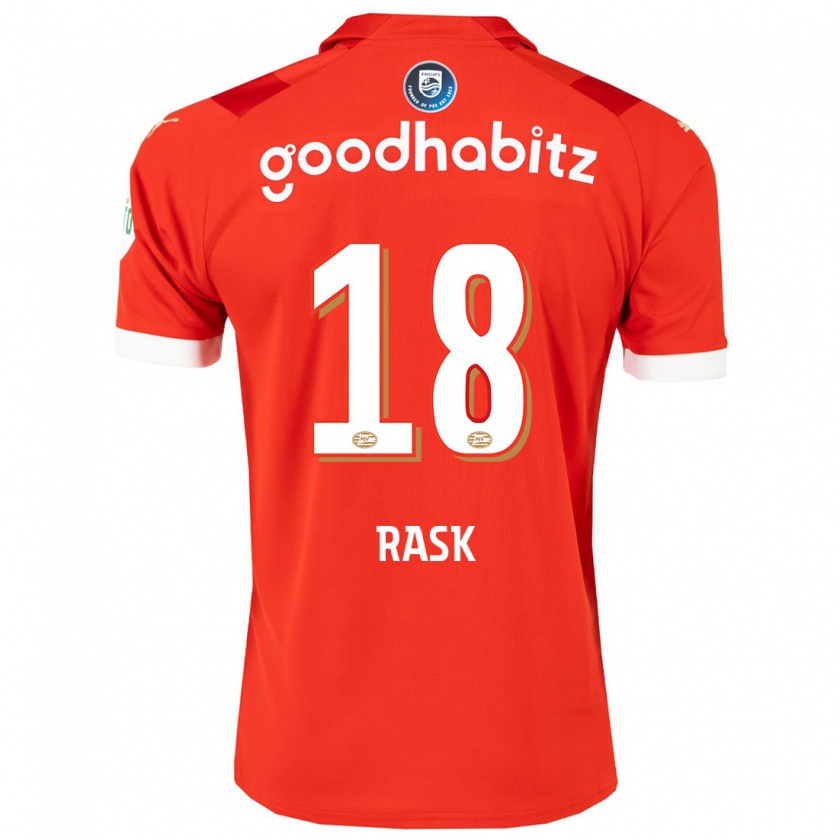 Kandiny Mujer Camiseta Caroline Rask #18 Rojo 1ª Equipación 2023/24 La Camisa Chile