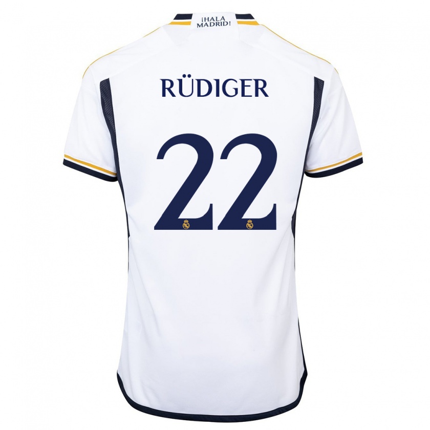 Kandiny Mujer Camiseta Antonio Rüdiger #22 Blanco 1ª Equipación 2023/24 La Camisa Chile