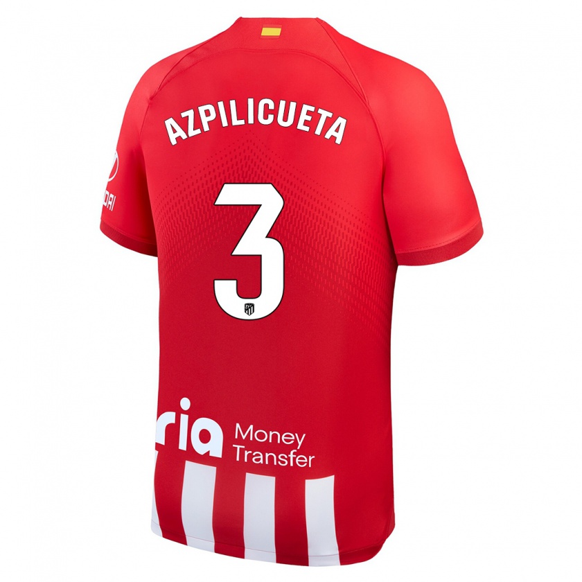 Kandiny Mujer Camiseta César Azpilicueta #3 Rojo Blanco 1ª Equipación 2023/24 La Camisa Chile