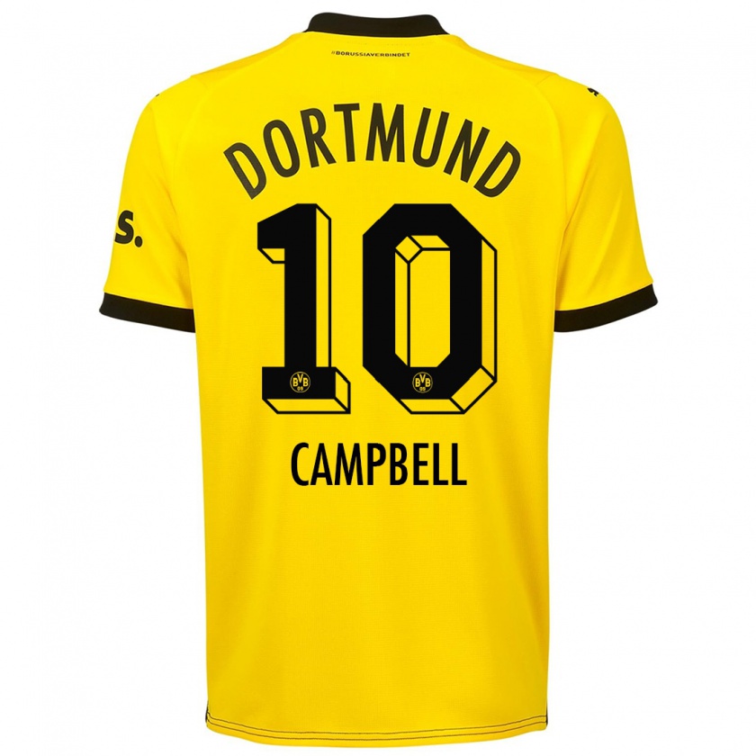 Kandiny Mujer Camiseta Cole Campbell #10 Amarillo 1ª Equipación 2023/24 La Camisa Chile