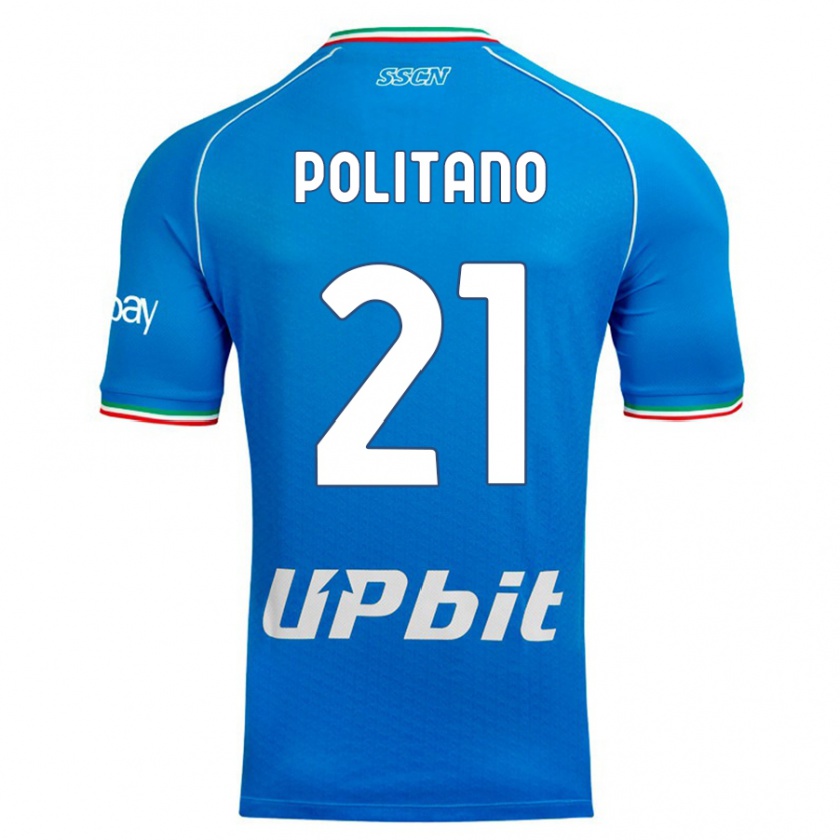 Kandiny Mujer Camiseta Matteo Politano #21 Cielo Azul 1ª Equipación 2023/24 La Camisa Chile