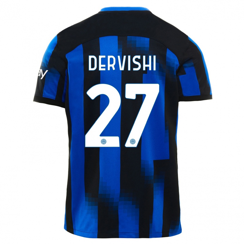 Kandiny Mujer Camiseta Kristian Dervishi #27 Azul Negro 1ª Equipación 2023/24 La Camisa Chile