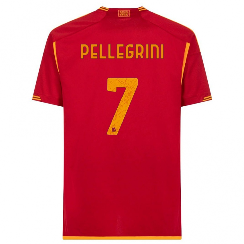 Kandiny Mujer Camiseta Lorenzo Pellegrini #7 Rojo 1ª Equipación 2023/24 La Camisa Chile