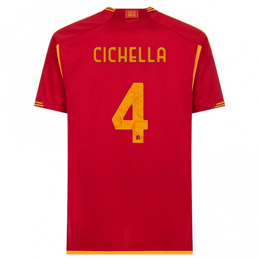 Kandiny Mujer Camiseta Matteo Cichella #4 Rojo 1ª Equipación 2023/24 La Camisa Chile