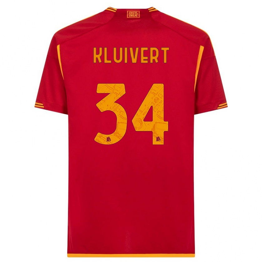Kandiny Mujer Camiseta Justin Kluivert #34 Rojo 1ª Equipación 2023/24 La Camisa Chile