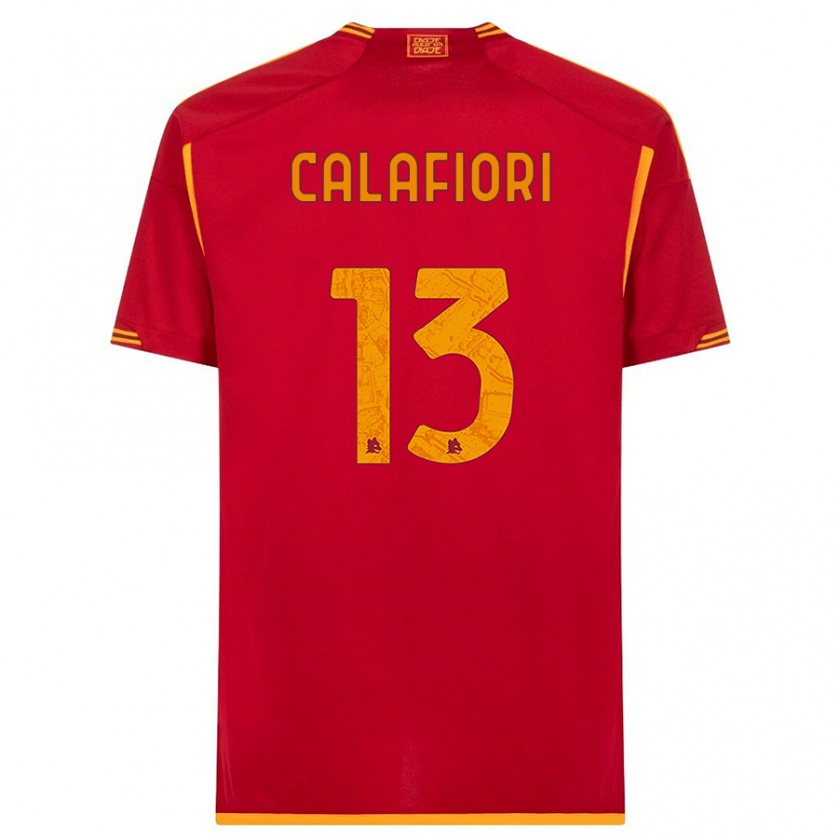 Kandiny Mujer Camiseta Riccardo Calafiori #13 Rojo 1ª Equipación 2023/24 La Camisa Chile