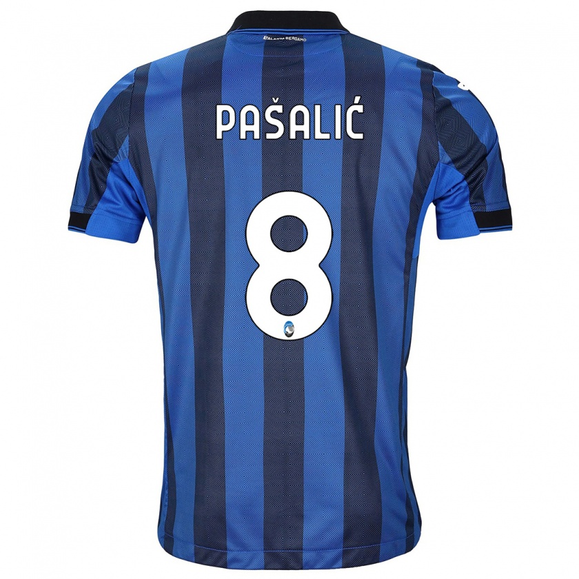 Kandiny Mujer Camiseta Mario Pasalic #8 Azul Negro 1ª Equipación 2023/24 La Camisa Chile