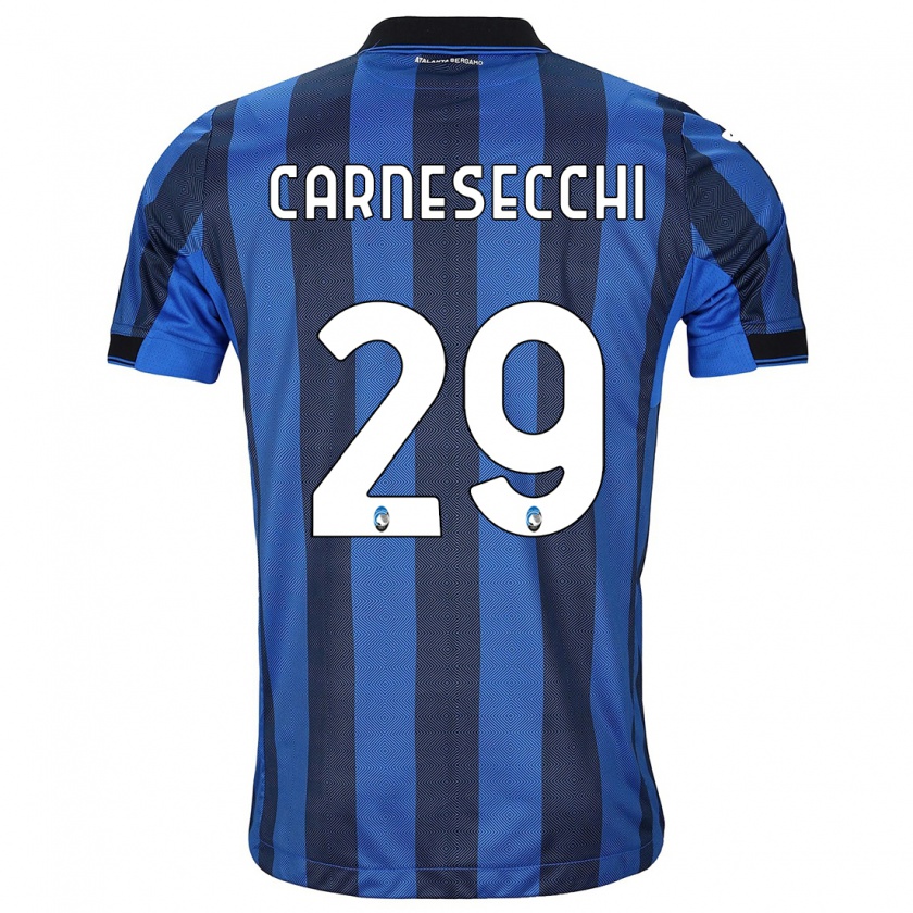 Kandiny Mujer Camiseta Marco Carnesecchi #29 Azul Negro 1ª Equipación 2023/24 La Camisa Chile