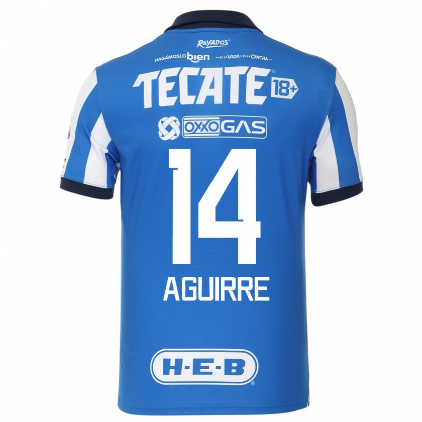 Kandiny Mujer Camiseta Érick Aguirre #14 Azul Blanco 1ª Equipación 2023/24 La Camisa Chile