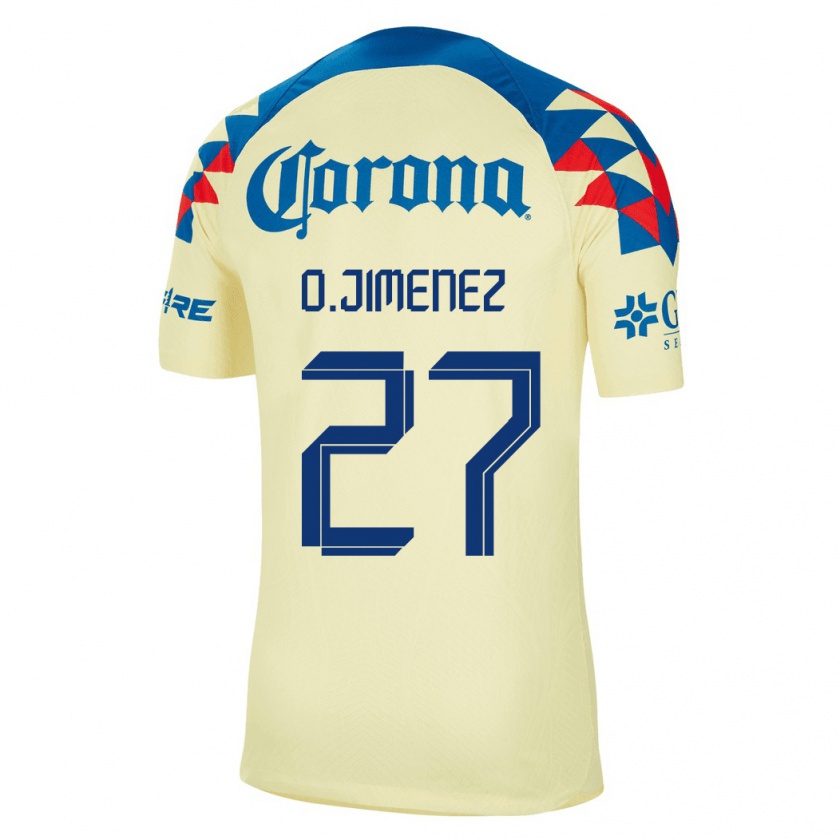 Kandiny Mujer Camiseta Óscar Jiménez #27 Amarillo 1ª Equipación 2023/24 La Camisa Chile