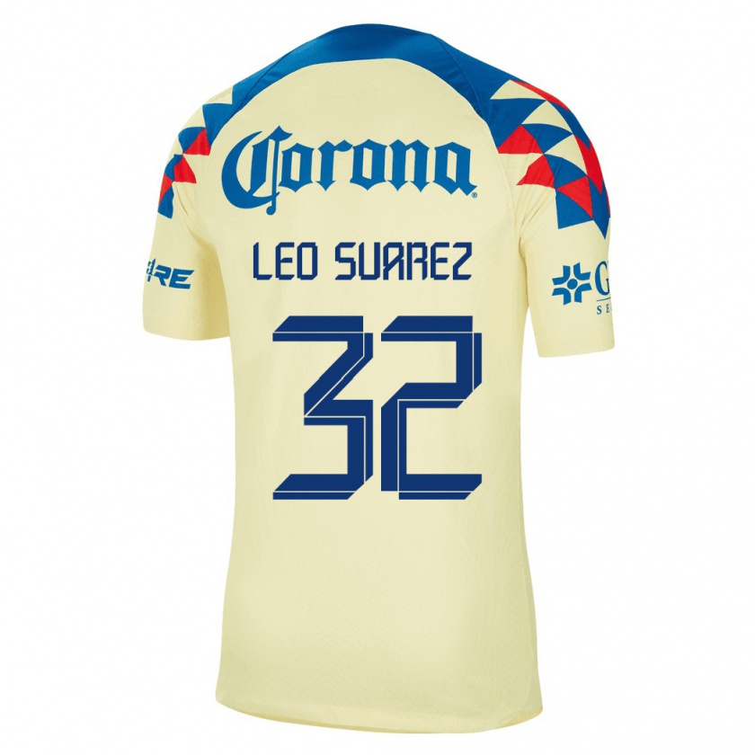Kandiny Mujer Camiseta Leo Suárez #32 Amarillo 1ª Equipación 2023/24 La Camisa Chile