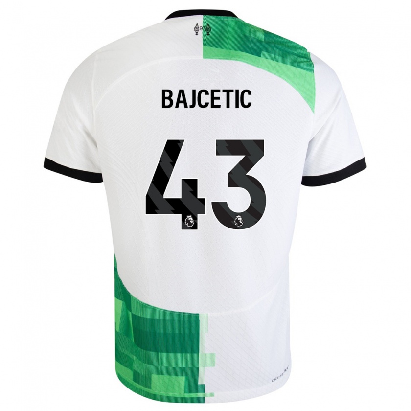 Kandiny Mujer Camiseta Stefan Bajcetic #43 Blanco Verde 2ª Equipación 2023/24 La Camisa Chile