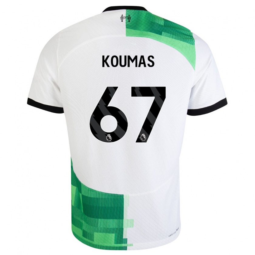 Kandiny Mujer Camiseta Lewis Koumas #67 Blanco Verde 2ª Equipación 2023/24 La Camisa Chile