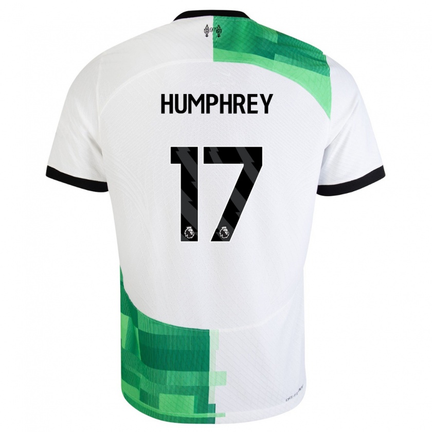 Kandiny Mujer Camiseta Carla Humphrey #17 Blanco Verde 2ª Equipación 2023/24 La Camisa Chile