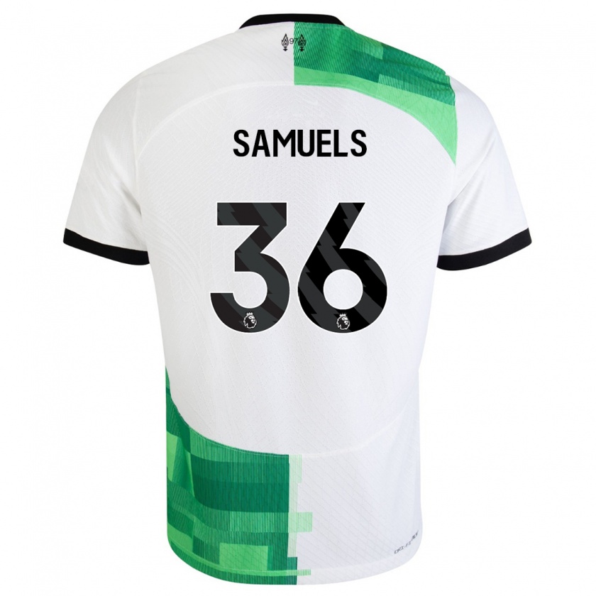 Kandiny Mujer Camiseta Kerron Samuels #36 Blanco Verde 2ª Equipación 2023/24 La Camisa Chile