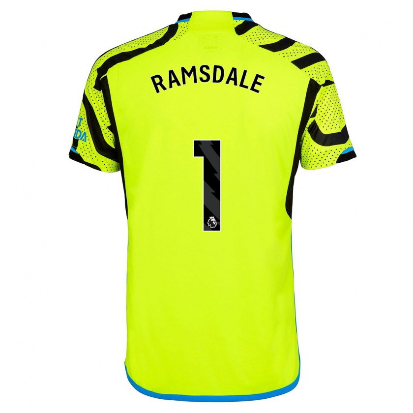 Kandiny Mujer Camiseta Aaron Ramsdale #1 Amarillo 2ª Equipación 2023/24 La Camisa Chile