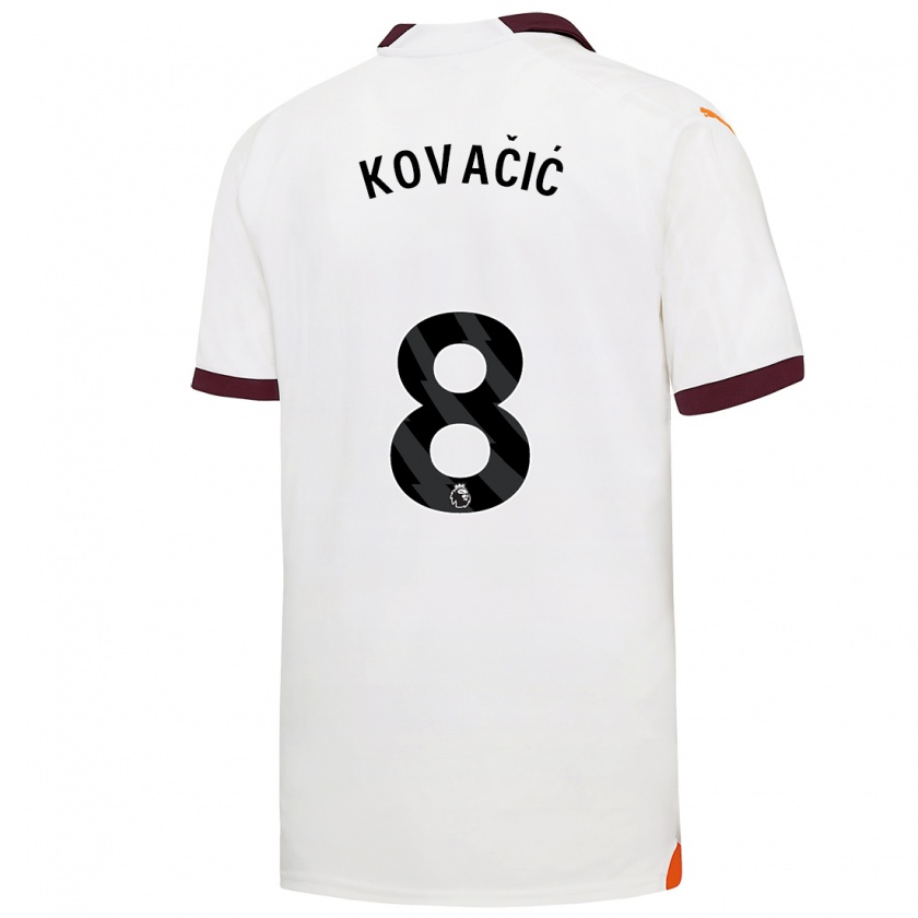Kandiny Mujer Camiseta Mateo Kovacic #8 Blanco 2ª Equipación 2023/24 La Camisa Chile