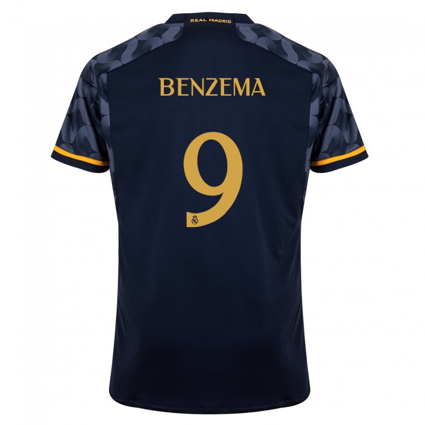 Kandiny Mujer Camiseta Karim Benzema #9 Azul Oscuro 2ª Equipación 2023/24 La Camisa Chile
