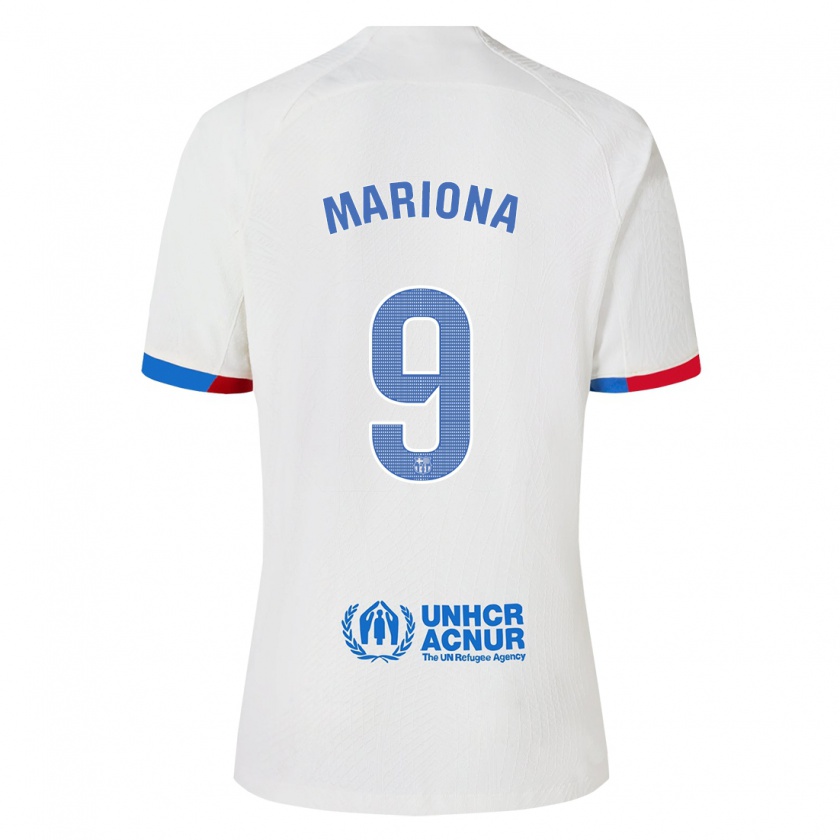 Kandiny Mujer Camiseta Mariona Caldentey #9 Blanco 2ª Equipación 2023/24 La Camisa Chile