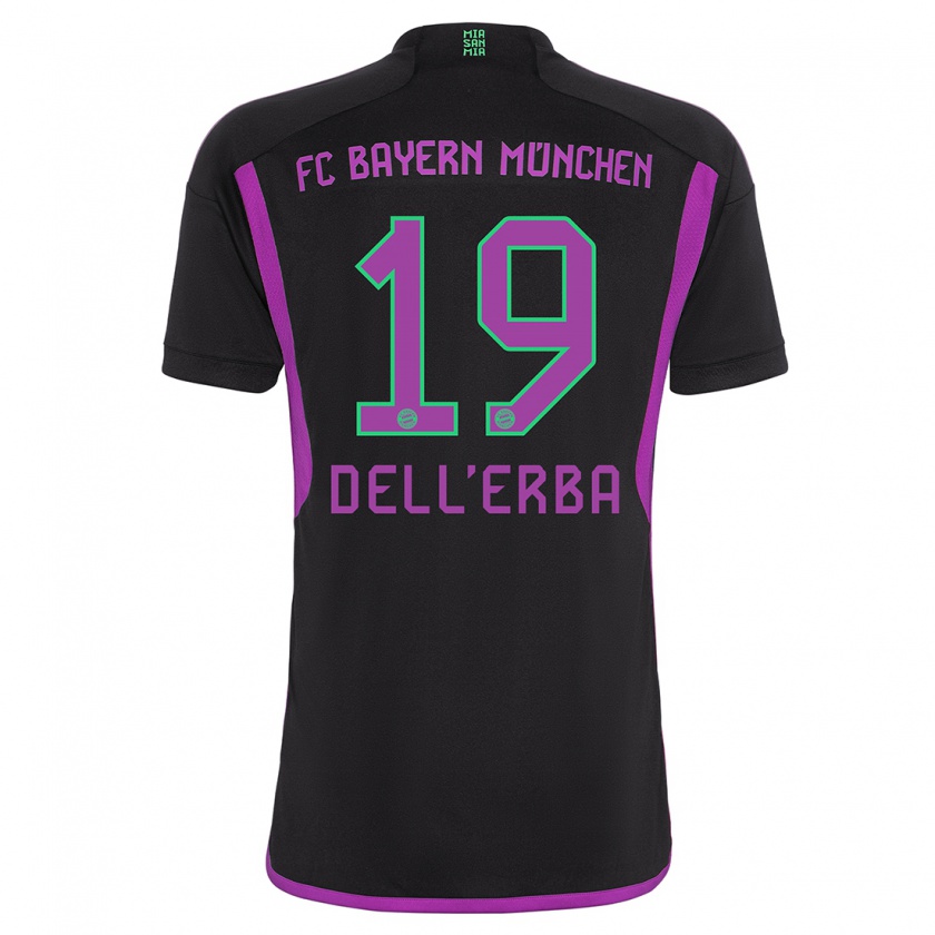 Kandiny Mujer Camiseta Davide Dell'erba #19 Negro 2ª Equipación 2023/24 La Camisa Chile