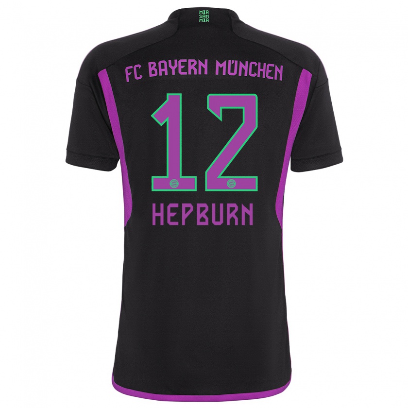 Kandiny Mujer Camiseta Barry Hepburn #12 Negro 2ª Equipación 2023/24 La Camisa Chile