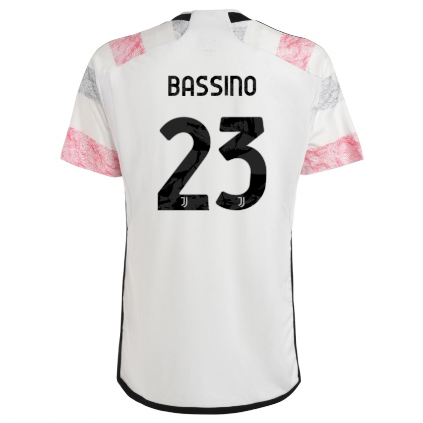 Kandiny Mujer Camiseta Alessandro Bassino #23 Blanco Rosa 2ª Equipación 2023/24 La Camisa Chile