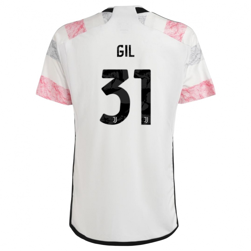 Kandiny Mujer Camiseta Javier Gil #31 Blanco Rosa 2ª Equipación 2023/24 La Camisa Chile