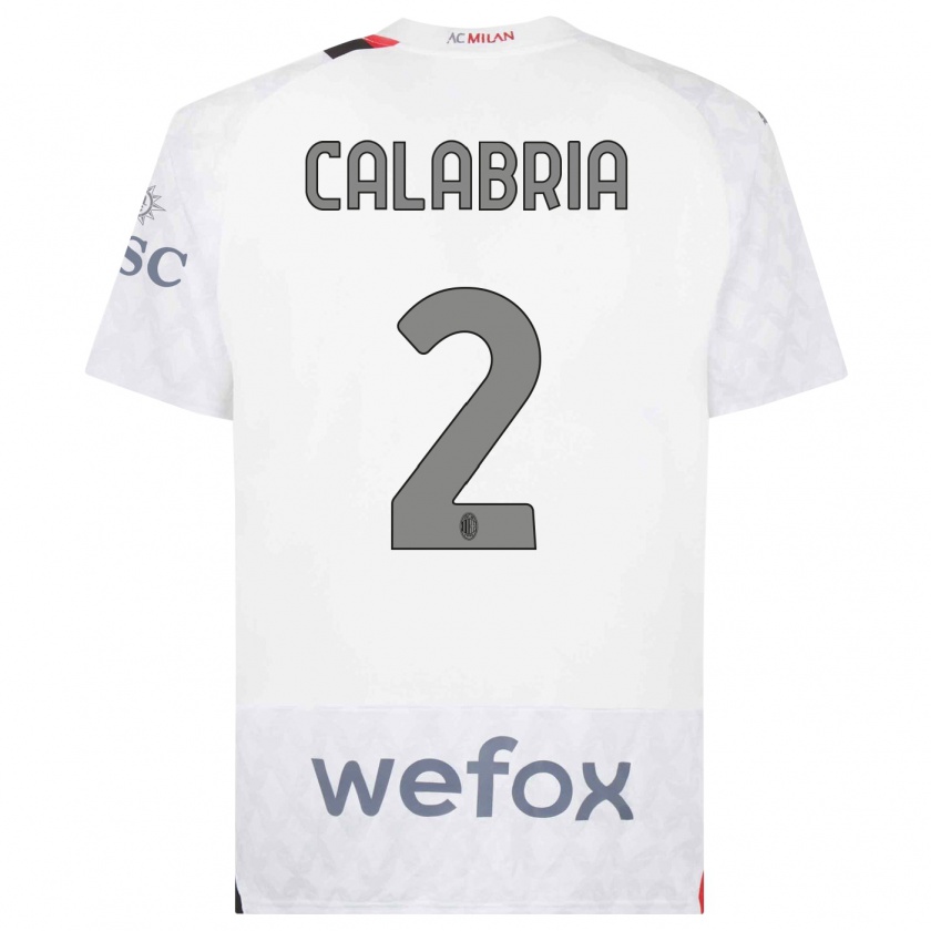 Kandiny Mujer Camiseta Davide Calabria #2 Blanco 2ª Equipación 2023/24 La Camisa Chile