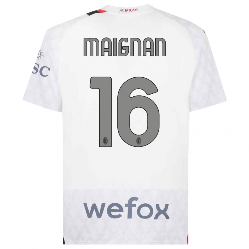 Kandiny Mujer Camiseta Mike Maignan #16 Blanco 2ª Equipación 2023/24 La Camisa Chile