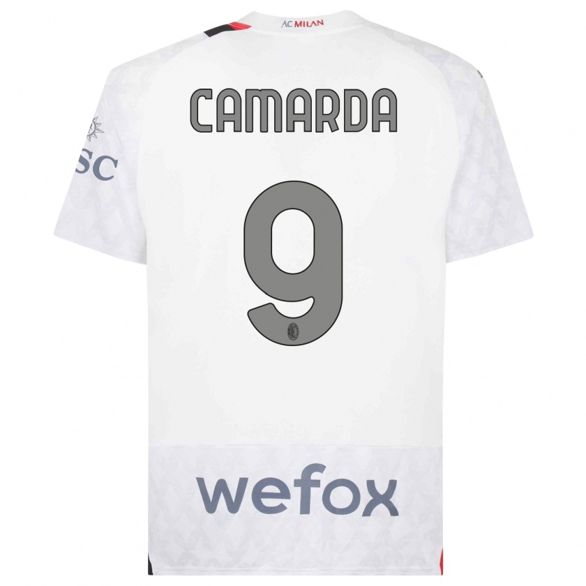 Kandiny Mujer Camiseta Francesco Camarda #9 Blanco 2ª Equipación 2023/24 La Camisa Chile