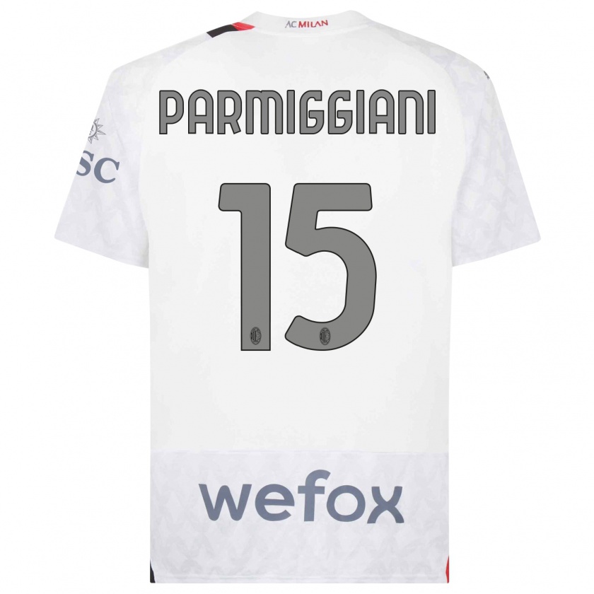 Kandiny Mujer Camiseta Pietro Parmiggiani #15 Blanco 2ª Equipación 2023/24 La Camisa Chile