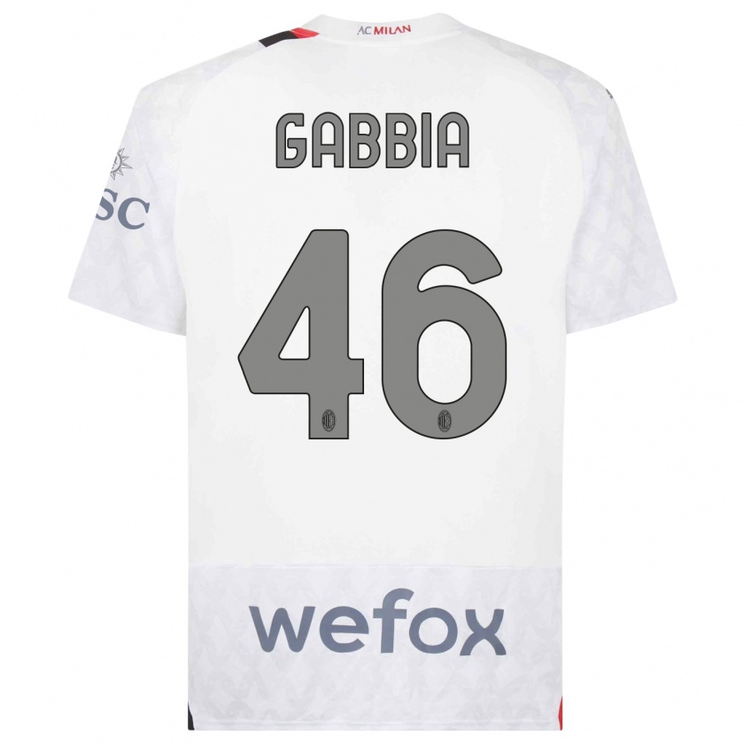 Kandiny Mujer Camiseta Matteo Gabbia #46 Blanco 2ª Equipación 2023/24 La Camisa Chile
