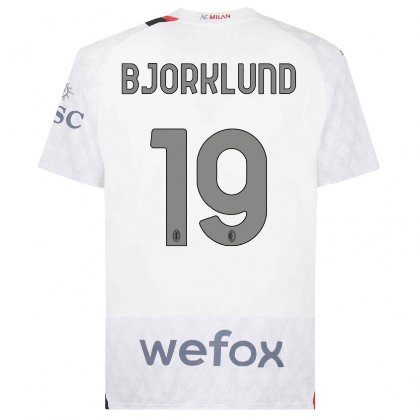 Kandiny Mujer Camiseta Lukas Bjorklund #19 Blanco 2ª Equipación 2023/24 La Camisa Chile
