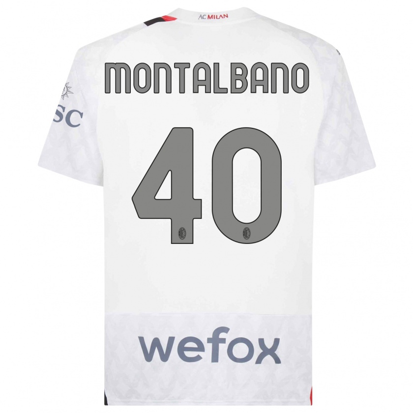 Kandiny Mujer Camiseta Nicolo Montalbano #40 Blanco 2ª Equipación 2023/24 La Camisa Chile